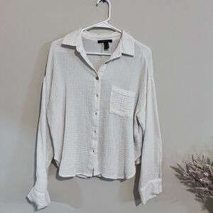 Forever 21 White Textured Blouse
